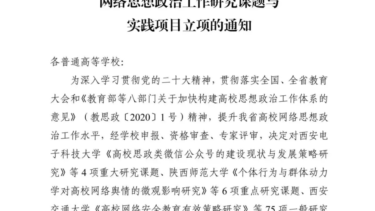 我院孟勇教授实践项目获批第三批陕西高校网络思想政治工作资助实践项目立项